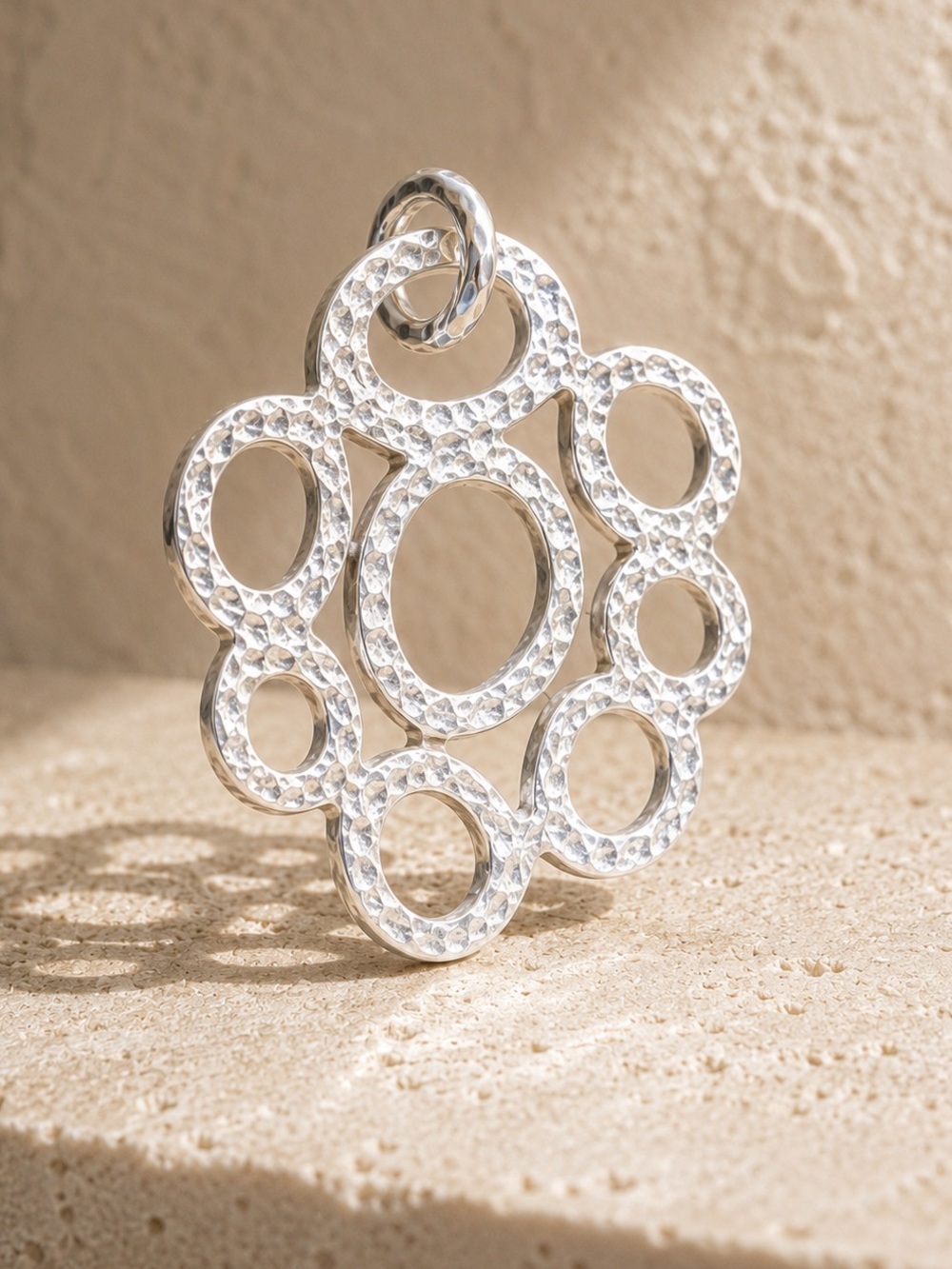 Ippolita Classico Sterling Silver Hammered Bubble Flower Pendant Charm 925
